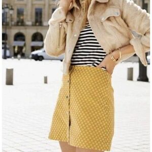 & Other Stories Women's A-Line Yellow Retro Flower Mini Skirt Button Front Sz 4